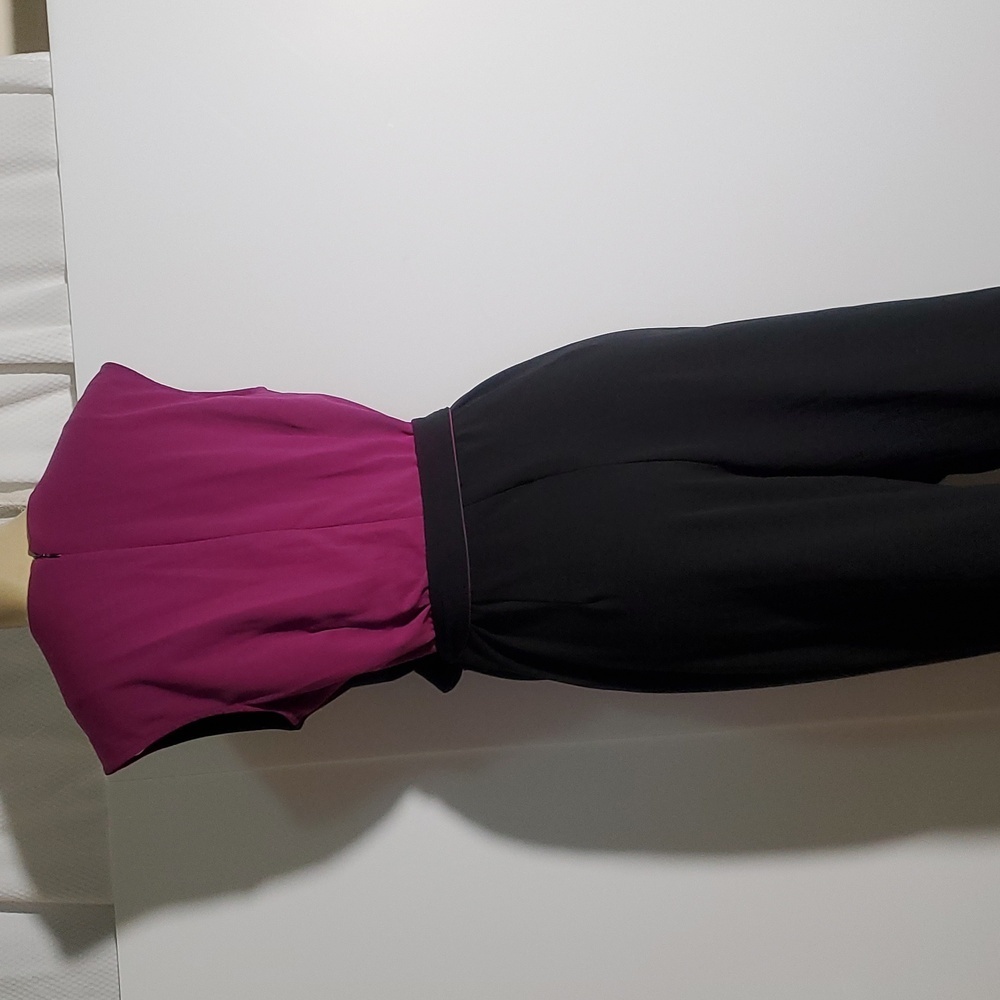 Sandra Darren Color Block Crepe Jumpsuit Hot Pink… - image 6